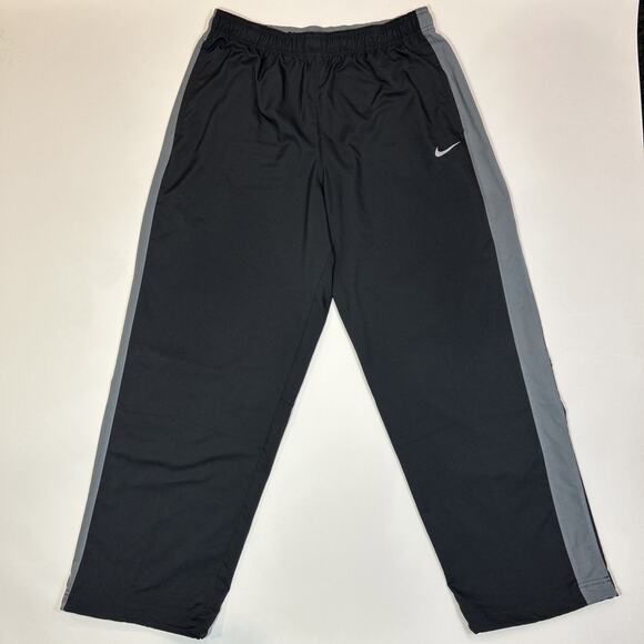 Nike Dry‑Fit Men’s Track Pants XL ‑ Black/Gray Stripe Adjustable Cuff - Picture 1 of 16